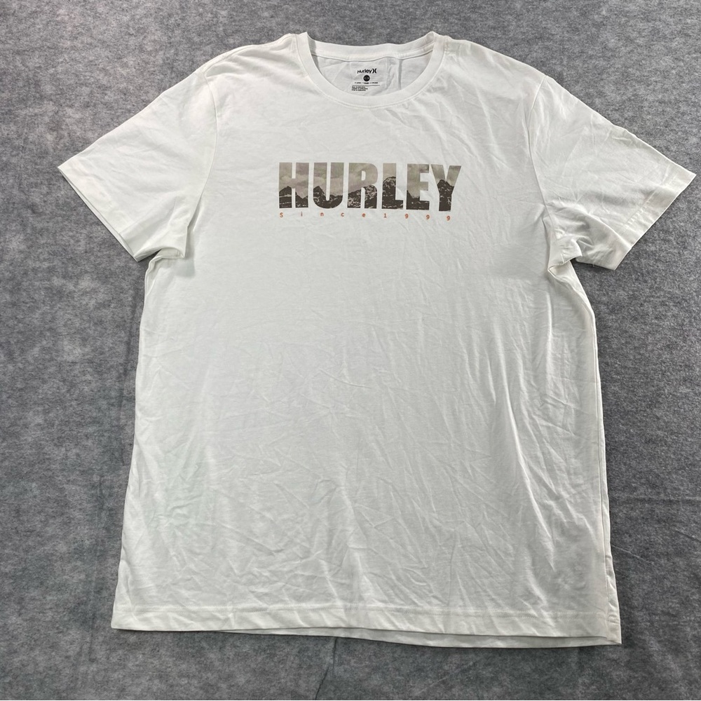 Hurley Mens White/Gray Mountain Graphic SS Crew Neck T-Shirt Size XL‎